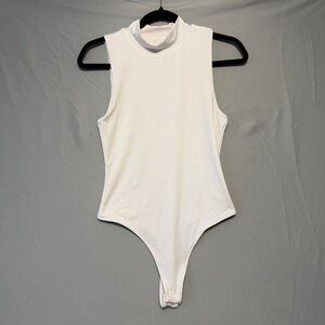 SWS Contour Womens Mock Neck Bodysuit Medium White Thong Clean Girl Layers